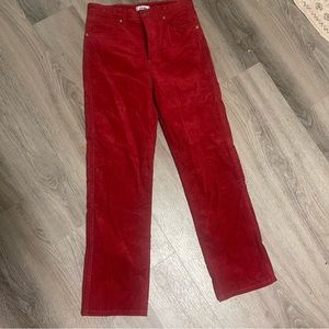 Red corduroy Wrangler pants